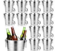 meekoo 10 Set 5.3 QT / 5 L Ice Bucket with Scoop Bulk, Stainless Steel Champagne Ice Bucket for Parties Insulated Wine Chiller Buckets with Handle to Keep Frozen Longer, Ideal for Cocktail Bar Wine