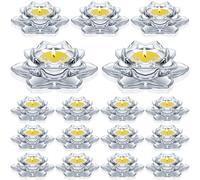 meekoo 18 Pcs Crystal Glass Lotus Candle Holders Lotus Crystal Tealight Candle Holders for Home Decor Wedding Party