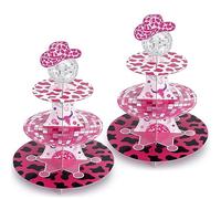 meekoo 2 Set Disco Cowgirl Cardboard Cupcake Stand for 24 Cowgirl Cupcake Tower for Birthday Bachelorette Party Supplies Decoration