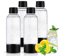 meekoo 4 Pcs Soda Carbonating Bottles Clear Soda Maker Bottle Plastic Soda Bottle Compatible with Isoda Drinkmate Maker for Kitchen Home Party Carbonated Drinks Beverages(1 Liter)