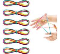 meekoo 6 Pieces Cats Cradle String String Hand Game Finger String Toy Supplies, 165 cm Length, Rainbow Color