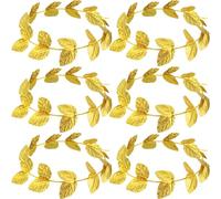 Meekoo 6 Pieces Greek Roman Laurel Wreath Leaf Crown Headband,Gold