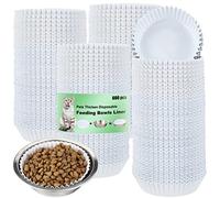 meekoo 600 Pcs Large Pet Disposable Feeding Bowls Liner Bulk Cat Food Bowls Small Paper Dish Paper Liner for Small Dogs Cats Dish Wet Food Feeding Station(White,Classic)