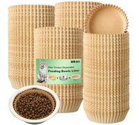 meekoo 600 Pcs Large Pet Disposable Feeding Bowls Liner Bulk Cat Food Bowls Small Paper Dish Paper Liner for Small Dogs Cats Dish Wet Food Feeding Station(Kraft Brown,Classic)
