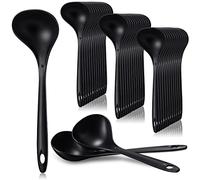 Meekoo Large Plastic Serving Spoons Heavy Duty Disposable Serving Spoons Utensils Bulk for Party Catering Buffet Restaurant Dinner Soup Cooking Weddings Dishwasher Safe, 9" x 2.8", Black(36 Pcs)