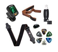 Meeland Guitar Accessories Kit - Clip On Tuner, Rosewood Capo, 3 in 1 String Winder, Guitar Strap & 6 Picks
