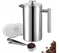 Meelioliving Small French Press 350ml Coffee Maker, Double-Wall Insulated French Press Coffee Press Stainless Steel, Included 2 Extra Fliters and 1 Coffee Spoon (1 cup, 12 OZ)