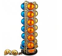Meelio Vertuo Pod Holder Carousel Stand for 28 Nespresso Vertuo Capsule Storage Organizer with Extra Space for Coffee Mate Silent Rolling，Gold