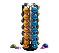 MEELIO Vertuo Pod Holder Carousel Stand for 35 Nespresso Vertuo Capsule Storage Organizer with Extra Space for Coffee Mate Silent Rolling，Black