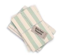 MEEMA Kitchen Towels and Dishcloths Sets of 4 | Large 18 x 28 Inch | Upcycled Cotton Tea Towel | Super Absorbent Cotton Dish Towels for Kitchen | Green Stripes | Hand Towels