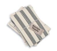 MEEMA Kitchen Towels and Dishcloths Sets of 4 | Large 18 x 28 Inch | Upcycled Cotton Tea Towel | Super Absorbent Cotton Dish Towels for Kitchen | Charcoal Stripes | Hand Towels