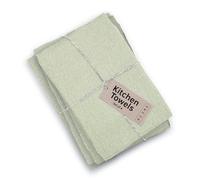 MEEMA Kitchen Towels and Dishcloths Sets of 4 | Large 18 x 28 Inch | Upcycled Cotton Tea Towels for Kitchen | Super Absorbent | Sage Green | Hand Towels