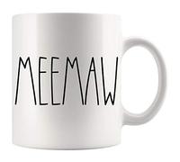 Meemaw Mug | Meemaw Rae Dunn Style Coffee Mug | Rae Dunn Inspired | Mother's Day/Father's Day | Family Coffee Mug For Birthday Present For The Best Meemaw Ever Coffee Cup 11oz