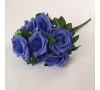 Meena Supplies 10 Large Artificial Silk Roses Blue Dark - Artificial Flowers