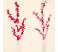 Meena Supplies 105cm Long Artificial Cherry Plum Blossom Spray/Branch Flowers (Dark Pink)