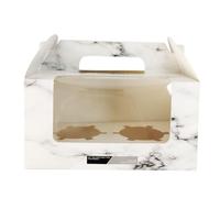 Meena Supplies 2 Hole Marble Cupcake Boxes with CARRIER HANDLE! - Large Size - 50 Boxes