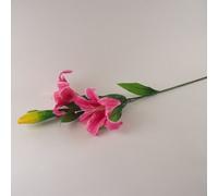 Meena Supplies 3 Head Casablanca Stargazer Tiger Lily Artificial Flowers (Pink Dark)