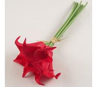 Meena Supplies 8x Real Touch Artificial Cala Calla Lilies (Red)