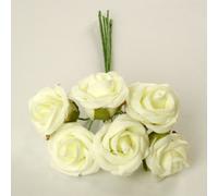 Meena Supplies Bunch of 6 Small Colourfast Open Foam Roses Red - Artificial Flowers