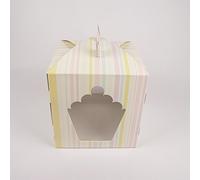 Meena Supplies Candy Print Giant Cupcake Boxes with Clear PVC Window and Removable Inserts (10, 8" Giant Cupcake Box)