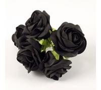 Meena Supplies Large 7cm Colourfast Foam Roses with Leaf Black - Artificial Flowers