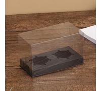 Meena Supplies Transparent Clear Crystal Cupcake Boxes - Large Muffin Packaging - 2 Hole Black - 1 Box