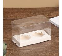 Meena Supplies Transparent Clear Crystal Cupcake Boxes - Large Muffin Packaging - 2 Hole White - 1 Box