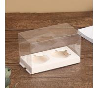Meena Supplies Transparent Clear Crystal Cupcake Boxes - Large Muffin Packaging - 2 Hole White - 4 Boxes