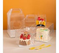 Meena Supplies Transparent Mini Cake Box - Carrier PVC Acetate Bento Clear - 4in Cube - 11 x 11 x 11cm - 1 Box