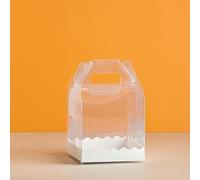 Meena Supplies Transparent Mini Cake Box - Carrier PVC Acetate Bento Clear - 5in Regular - 13 x 13 x 12cm - 1 Box