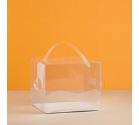 Meena Supplies Transparent Mini Cake Box - Carrier PVC Acetate Bento Clear - 6in Regular - 15 x 15 x 12cm - 1 Box