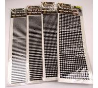 Meena Supplies Up to 1350x Stick On Self Adhesive Rhinestones - (Black, 4mm x990 pcs)