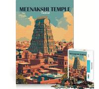Meenakshi Temple India 1000 Piece Jigsaw Puzzles for Adults Focus Skill Perfect Connection Fun Challenge Art Display (38x26cm)