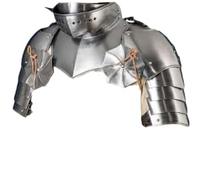 MEER_CRAFT Medieval Steel Pauldron & Gorget Armor Set for Costume, LARP, Reenactment | Shoulder & Neck Protection | Handmade Steel Armour for Cosplay, Roleplay & Collectors