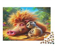 Meerkat 1000 Piece Jigsaw Puzzle for Adults | Challenging Educational Game Porcupine with Small Cat Great Gift Idea 52x38cm/1000pcs