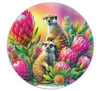 Meerkat 1000 Pieces Jigsaw Circular Jigsaw for Adults And Kids Modern Unique Challenge Games Scene Creative 1000pcs (67.5x67.5cm)