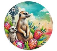 Meerkat 1000 Pieces Jigsaws Stress Reliever Difficult Challenge for Adults & Kids Unique Challenge Games Round Family Game Gifts (67.5x67.5cm)