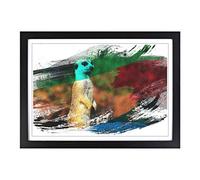 Meerkat 4 V2 Framed Print | A2 Black Framed Wall Art | Ready to Hang | Modern Animal Picture | Living Room Bedroom Lounge Office