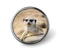 Meerkat Animal Badge,Comfort Light in Weight Round Emblem Cute Funny Decor Brooch Smooth Does Not Fade Badges for Hats Jackets Coat Shirt