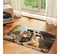 Meerkat Animal Dog Food Mats for Floors, 12x18 Inch Non-Slip Super Absorbent Pet Food Mat, Dishwasher Dog Mat for Food and Water, Cute Quick Dry Pet Feeding Mat for Dogs Puppy Cats