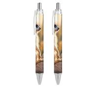 Meerkat Ballpoint Pens Black Ink Ball Point Pen Retractable Writing Pen for Men Women Office Supplies 2 PCS
