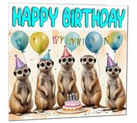 Meerkat Birthday Card - Cute Meerkats Birthday Card 145 x 145mm