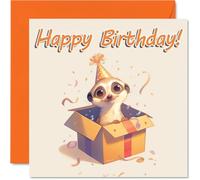 Meerkat Birthday Cards - Animal Gifts - Happy Birthday Card for Son Daughter Brother Sister Grandson Granddaughter Niece Nephew Cousin, 145mm x 145mm Bday Greeting Cards
