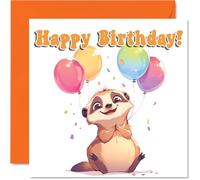 Meerkat Birthday Cards - Balloon Animals - Happy Birthday Card for Son Daughter Brother Sister Grandson Granddaughter Niece Nephew Cousin, 145mm x 145mm Bday Greeting Cards