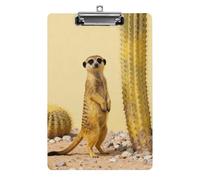 Meerkat by Cactus Clipboard,Decorative Clip Board Acrylic Clipboards with Low Profile Metal Clip for Office,Teachers,Standard Letter Size 8.5x12.5