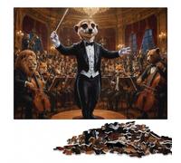Meerkat Conductor with Animal Orchestra Wooden Jigsaw Puzzle 500 Pieces | For adults: Jigsaw Puzzle for Adults: colour and shape clues for organised assembly on weekends.