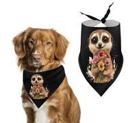 Meerkat Cute Flowers Dog Bandanas Cute Triangle Bibs Washable Cats Dogs Neckerchief Pet Scarf