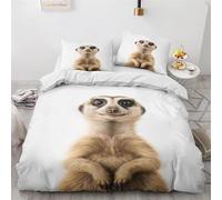 Meerkat Duvet Cover King Size Animal Bedding Quilt Cover 3 Pcs, 3D Boy Girl Print Reversible Bedding Set Ultra Soft Brushed Microfiber Bed Set Bedroom Decor, 2 Pillowcases 1823e