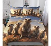 Meerkat Duvet Cover Print Bedding Comforter Cover for Boys And Girls Soft Microfiber Quilt Cover 2 Piece with Pillowcase Single(135x200cm)
