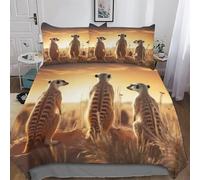 Meerkat Duvet Cover with Pillow Cases 3 PCs Cover Bedding Set for Childrens And Adults Soft Microfiber Quilt Cover Double (200x200cm)